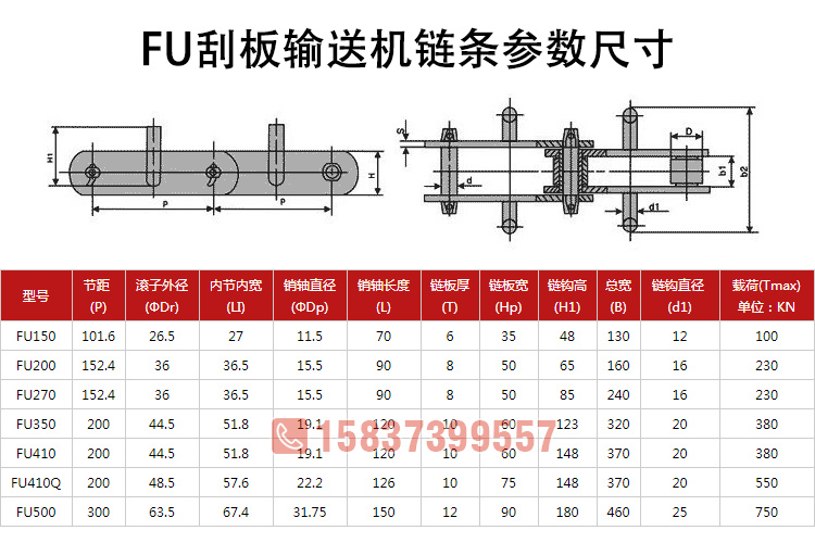 FU刮板輸送機鏈條技術(shù)參數(shù)